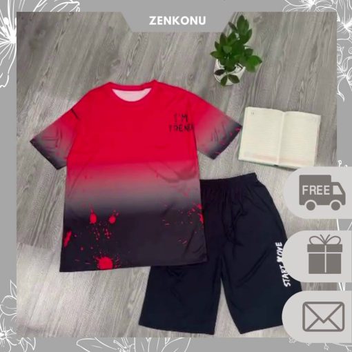 Bộ Đồ Nam Nữ Unisex Mùa Hè Ngắn Tay Cổ Tròn Họa Tiết Loang Vẩy Sơn Hot Trend Thời Trang Zenkonu QA NAM 104