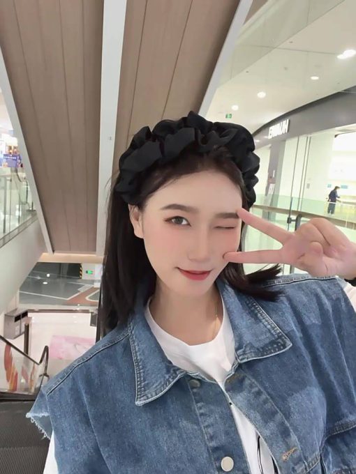 Băng Đô Cài Tóc Vải Nhăn Phong Cách Pháp Cổ Điển Thời Trang Cho Nữ