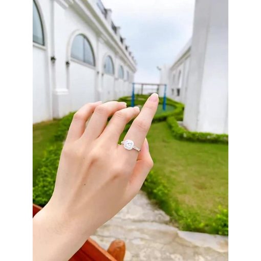 Nhẫn bạc nữ TLEE mặt vuông viền đính đá cao cấp TLEE JEWELRY A0153