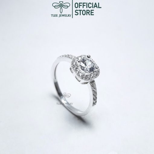 Nhẫn bạc nữ TLEE mặt vuông viền đính đá cao cấp TLEE JEWELRY A0153 - Ảnh 5