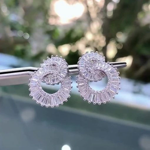 Bông tai nữ đính đá cao cấp phong cách hiện đại sang trọng đi tiệc Mely 731
