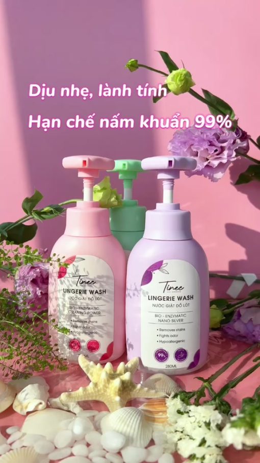 Nước giặt đồ lót Sinh Học Tinee 280ml Bản nâng cấp nano bạc mới hạn chế nấm khuẩn, dịu nhẹ cho da