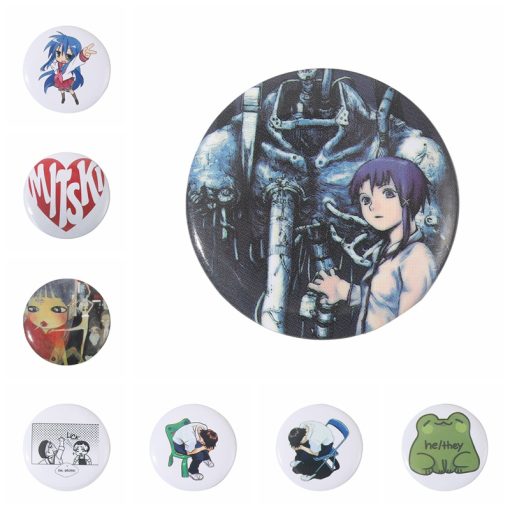 100 Phong Cách Tinplate Nối Tiếp Nút Mềm Chân Trang Sức Anime Totoro Neon Evangelion Thổ Cẩm Sáng Tạo Kim Loại Huy Hiệu Mũ Cổ Quà Tặng Ve Áo Pin Phần - Ảnh 5