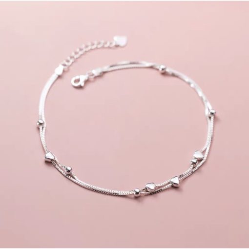 Lắc chân bạc TLEE trái tim sợi kép xinh xắn TLEE JEWELRY LC0101 - Ảnh 6