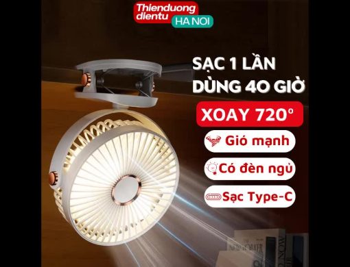( Loại 1)  Quạt tích điện kẹp bàn mini để bàn 5 mức độ có đèn led pin 5000 MHA Và 10000 MHA cao cấp