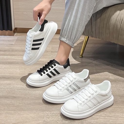 Giày sneaker đế cao nam nữ phối sọc thời trang - ALEX - Ảnh 3