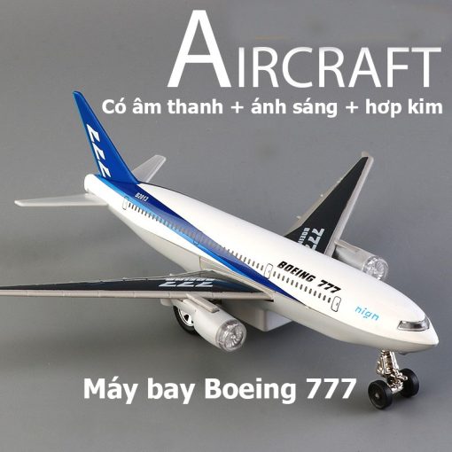 Đồ chơi mô hình máy bay Boeing 777 có âm thanh, ánh sáng bằng hợp kim kèm chân đế trang trí - Ảnh 2