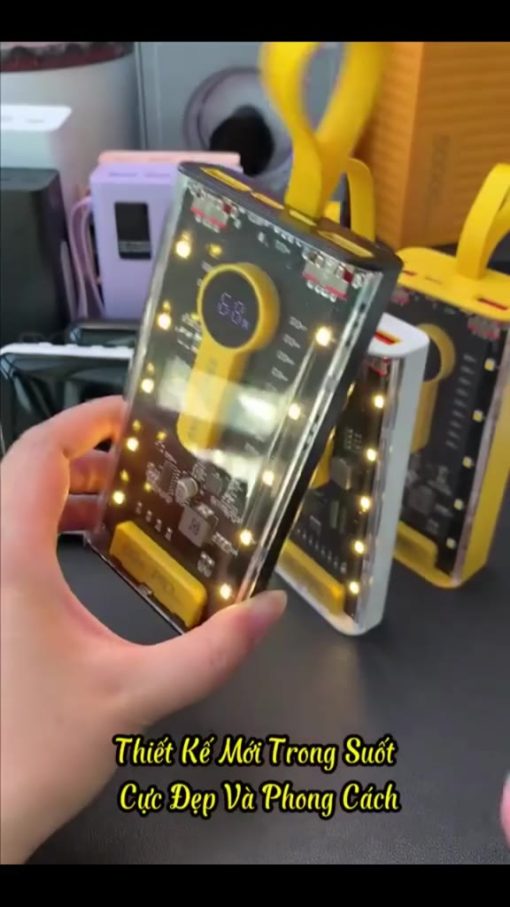 Sạc Dự Phòng 50000mAh 66W Siêu nhanh sạc  Pin dung lượng lớn sạc an toàn kiểu dáng cơ khí trong suốt