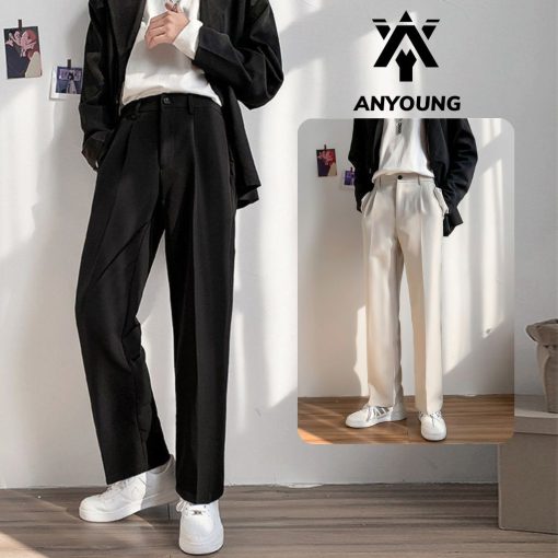 Quần Tây Nam ANYOUNG Quần Âu Nam Kiểu Ống Rộng Phong Cách Hàn Quốc Cao Cấp Dễ Phối Đồ Hottren QD13 - Ảnh 2