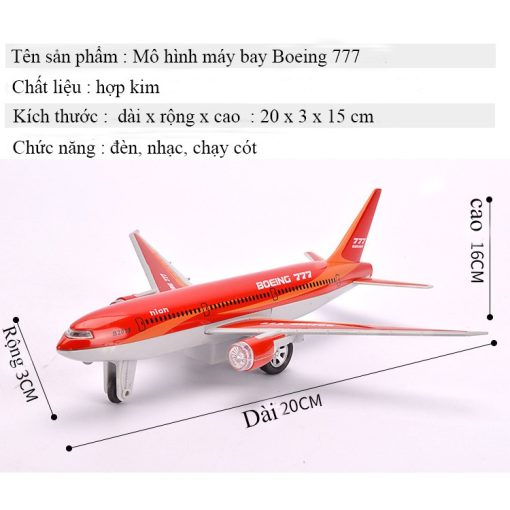 Đồ chơi mô hình máy bay Boeing 777 có âm thanh, ánh sáng bằng hợp kim kèm chân đế trang trí - Ảnh 5