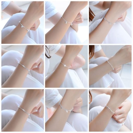 Ahellogirl Vòng tay mạ bạc thiết kế nhiều kiểu dáng thời trang xinh xắn cho nữ - Ảnh 3