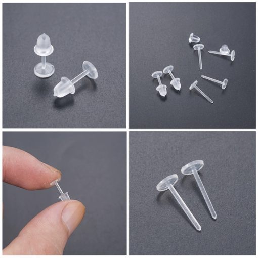 Set 50 Khuyên Tai Nhựa Trong Suốt Không Gây Dị Ứng Thân Thiện Với Môi Trường - Ảnh 4