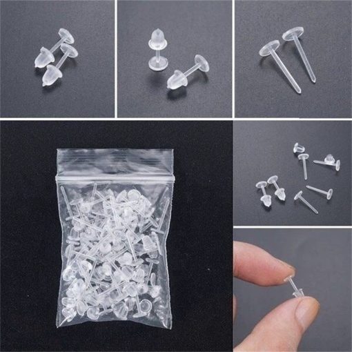 Set 50 Khuyên Tai Nhựa Trong Suốt Không Gây Dị Ứng Thân Thiện Với Môi Trường - Ảnh 2