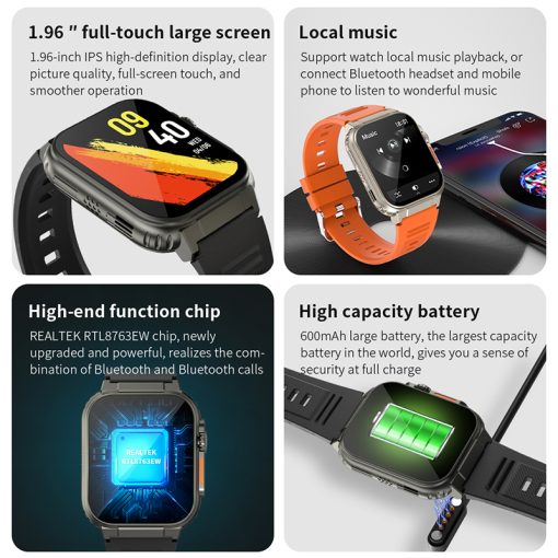 Đồng hồ thông minh nam LIGE 600mah cuộc gọi bluetooth màn hình cảm ứng đầy đủ chống thấm nước - Ảnh 3