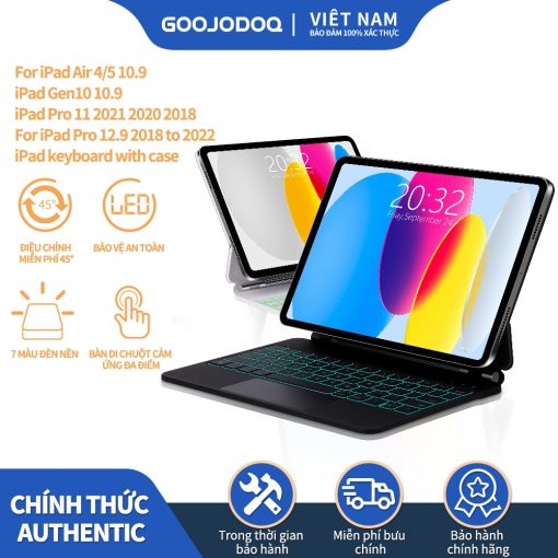 【bảo hành một năm】GOOJODOQ Bao da máy tính bảng  bàn phím không dây thích hợp cho iPad Air 4 5 6/ Pro 11 2018-2022 /Gen10 10.9/ Air11 Air13 2024-2025 - Ảnh 2
