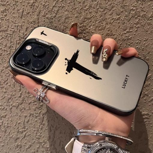 Letter T Vỏ Mềm Chống Sốc Lỗ Lớn Hai Lớp Tương Thích Với iPhone15 14 13 12 11 Pro max xs xr 7 8 SE - Ảnh 2
