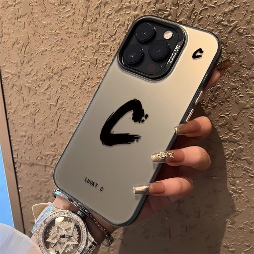 Letter C Vỏ Mềm Chống Sốc Lỗ Lớn Hai Lớp Tương Thích Với iPhone15 14 13 12 11 Pro max xs xr 7 8 SE - Ảnh 3