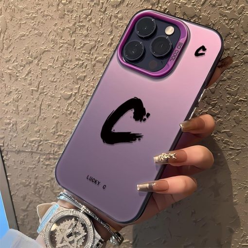 Letter C Vỏ Mềm Chống Sốc Lỗ Lớn Hai Lớp Tương Thích Với iPhone15 14 13 12 11 Pro max xs xr 7 8 SE - Ảnh 4