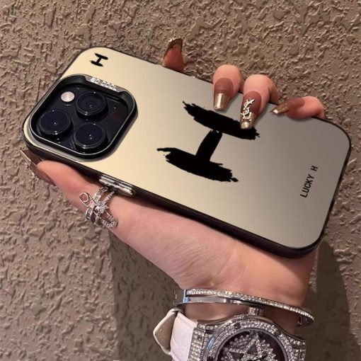 Letter H Vỏ Mềm Chống Sốc Lỗ Lớn Hai Lớp Tương Thích Với iPhone15 14 13 12 11 Pro max xs xr 7 8 SE - Ảnh 2
