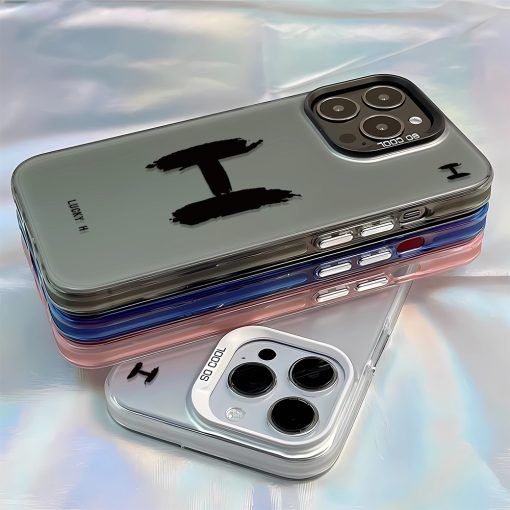 Letter H Vỏ Mềm Chống Sốc Lỗ Lớn Hai Lớp Tương Thích Với iPhone15 14 13 12 11 Pro max xs xr 7 8 SE - Ảnh 5