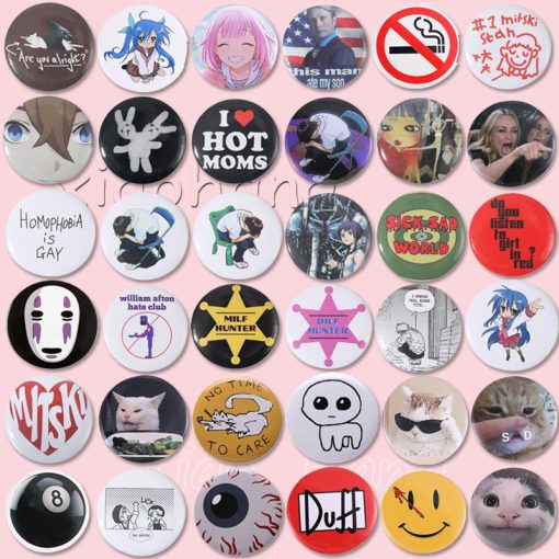 100 Phong Cách Tinplate Nối Tiếp Nút Mềm Chân Trang Sức Anime Totoro Neon Evangelion Thổ Cẩm Sáng Tạo Kim Loại Huy Hiệu Mũ Cổ Quà Tặng Ve Áo Pin Phần - Ảnh 2