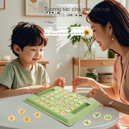 Cờ lật hai người chơi vs. động vật, cặp trẻ em, thủ thuật ma thuật, tương tác giữa cha mẹ và con cái, trò chơi lý luận xếp hình - Ảnh 2
