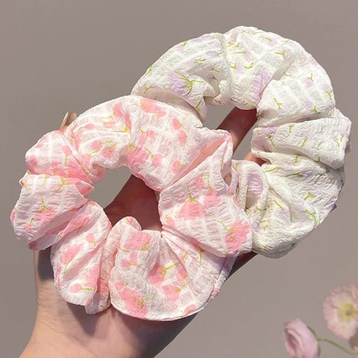 💕Dy💕Ngọt Ngào Hoa Scrunch Buộc Tóc Bóng Dây Buộc Tóc Dây Cao Su Tóc Đàn Hồi Cao Phụ Kiện Tóc - Ảnh 2