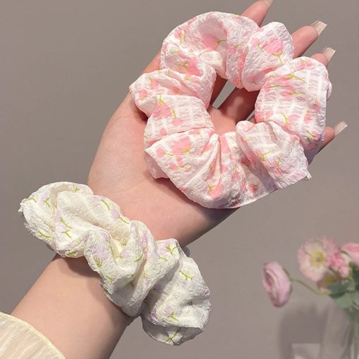 💕Dy💕Ngọt Ngào Hoa Scrunch Buộc Tóc Bóng Dây Buộc Tóc Dây Cao Su Tóc Đàn Hồi Cao Phụ Kiện Tóc - Ảnh 5