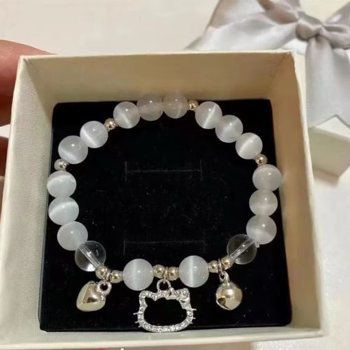 🐾Poppyjoy Dễ Thương Vòng Đeo Tay Hình Mèo hello kitty / Bướm / Trái Tim Có Chuông Xinh Xắn - Ảnh 4