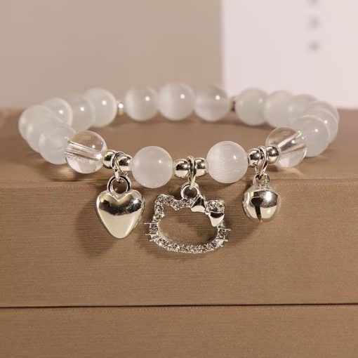 🐾Poppyjoy Dễ Thương Vòng Đeo Tay Hình Mèo hello kitty / Bướm / Trái Tim Có Chuông Xinh Xắn - Ảnh 2