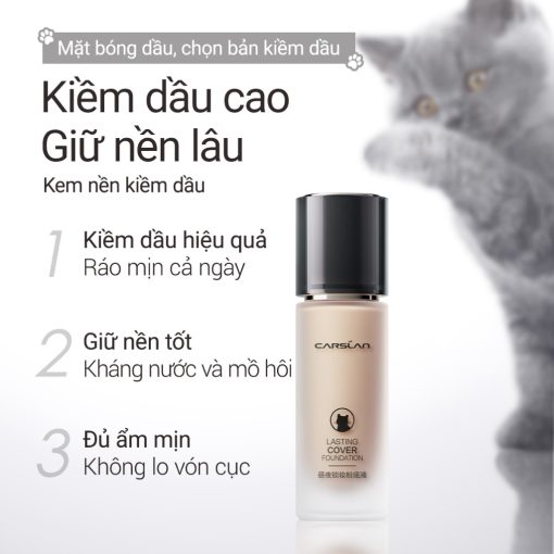 Kem nền CARSLAN dạng lỏng kiềm dầu lâu trôi chống thấm nước suốt 24h 30g - Ảnh 4