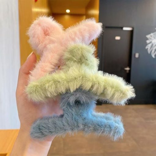 🐾 Poppyjoy   Kẹp tóc phủ lông nhung cỡ lớn phong cách Hàn Quốc thời trangcho nữ - Ảnh 3