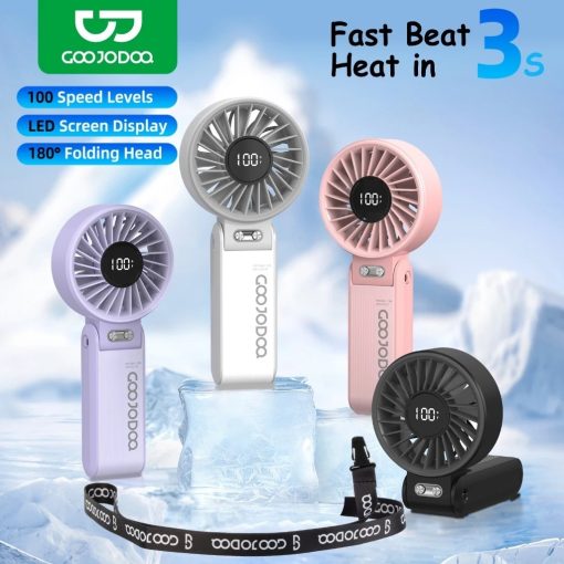 【Bảo hành tại địa phương】 GOOJODOQ Quạt gấp 3 trong 1 180° im lặng 100 cấp độ có thể điều chỉnh siêu năng lượng gió Quạt di động Màn hình LED - Ảnh 3