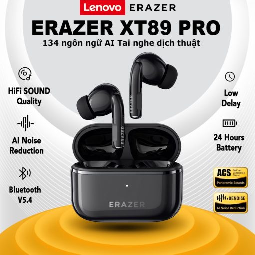 Lenovo ERAZER XT89 PRO Tai nghe Bluetooth AI Dịch thuật hai chiều trong 134 ngôn ngữ tai nghe không dây Trả lời thông minh AI Tai nghe chế độ chơi game thấp trễ - Ảnh 2