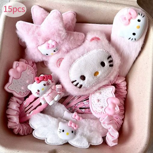15 Cái / bộ Bộ Kẹp Tóc Hello Kitty Bộ Phụ Kiện Tóc Kitty - Ảnh 2