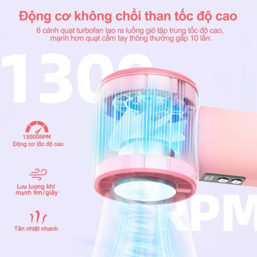 【Tặng quà/Bảo hành nửa năm】GOOJODOQ GFS006 4000mAh Turbo Jet Mini Fan Rechargeable Ice Flake Cooling Handheld Portable Strong Wind High Speed ​​100 Level - Ảnh 4