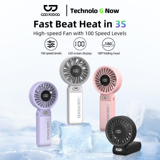 【Bảo hành tại địa phương】 GOOJODOQ Quạt gấp 3 trong 1 180° im lặng 100 cấp độ có thể điều chỉnh siêu năng lượng gió Quạt di động Màn hình LED - Ảnh 2