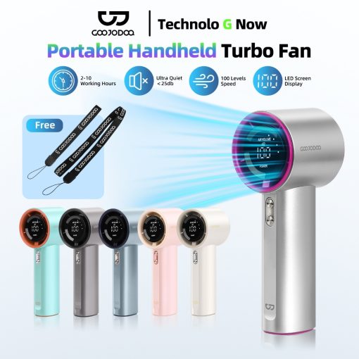 【Tặng quà/Bảo hành nửa năm】GOOJODQ 4000 mAh Turbo Jet Mini Quạt Sạc Tốc Độ Cao Cầm Tay Di Động Gió Mạnh 100 Gear - Ảnh 2