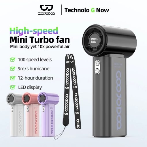 【Tặng quà】Quạt để bàn tốc độ cao GOOJODOQ GFS007 10x Màn hình LED Công suất gió cải tiến và dây đeo di động Pin 4000mAh bền bỉ - Ảnh 2