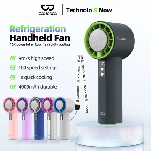 【Tặng quà/Bảo hành nửa năm】GOOJODOQ GFS006 4000mAh Turbo Jet Mini Fan Rechargeable Ice Flake Cooling Handheld Portable Strong Wind High Speed ​​100 Level - Ảnh 2
