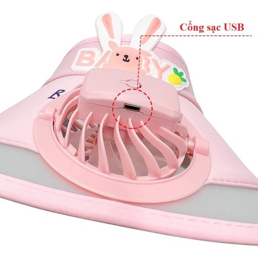 【giao hàng nhanh】Mũ chống nắng cho bé mùa hè USB quạt tích điện có thể sạc lại Air Head Top Chống tia cực tím Đi kèm với quạt Mũ chống nắng hoạt hình - Ảnh 5