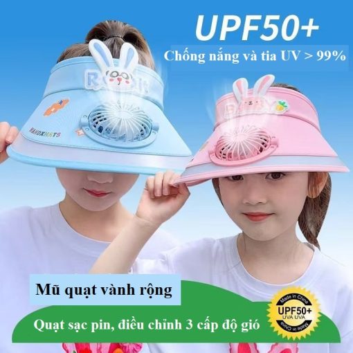 【giao hàng nhanh】Mũ chống nắng cho bé mùa hè USB quạt tích điện có thể sạc lại Air Head Top Chống tia cực tím Đi kèm với quạt Mũ chống nắng hoạt hình - Ảnh 3