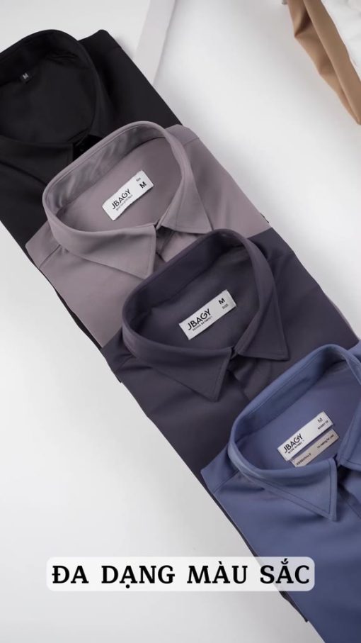 Áo sơ mi nam tay dài JBAGY Pastel sơ mi trắng form rộng, vải lụa tăm cao cấp phong cách Hàn Quốc