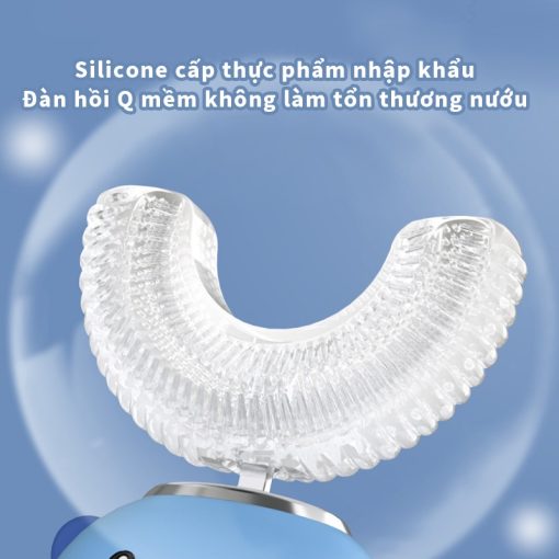 Jollybaby Bàn chải đánh răng điện hình chữ U của trẻ em siêu âm rung động hoàn toàn tự động không thấm nước và có thể sạc lại đầu bàn chải silicone phù hợp cho trẻ sơ sinh 3-12 tuổi - Ảnh 4