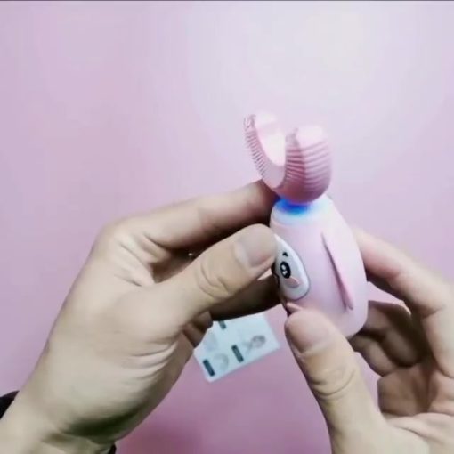 Jollybaby Bàn chải đánh răng điện hình chữ U của trẻ em siêu âm rung động hoàn toàn tự động không thấm nước và có thể sạc lại đầu bàn chải silicone phù hợp cho trẻ sơ sinh 3-12 tuổi