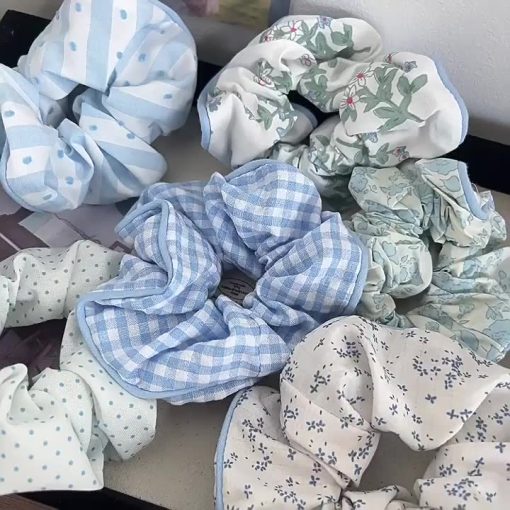 Cô Gái Ngọt Ngào Hàn Quốc Lớn In Hoa Dây Buộc Tóc Scrunchies Dây Tóc Phụ Kiện Tóc