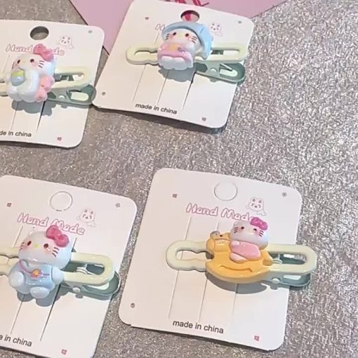 Kẹp tóc Kitty dễ thương, phụ kiện tóc bên hông mới dễ thương, mỏ vịt cô gái màu hồng hoạt hình phụ kiện tóc