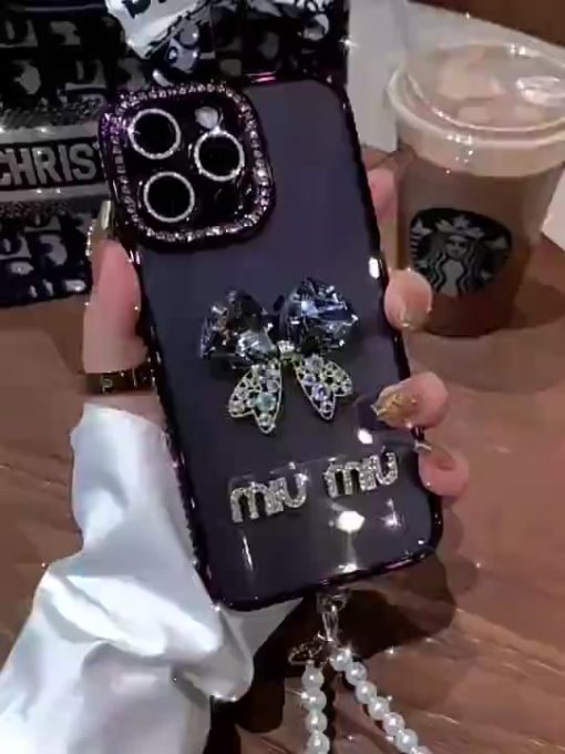 Ốp điện thoại hình nơ kim cương mạ điện cho iPhone 11 12 13 14 15 16 Pro Max 15 16 Plus Vỏ bảo vệ điện thoại TPU mềm bảo vệ ống kính chống rơi