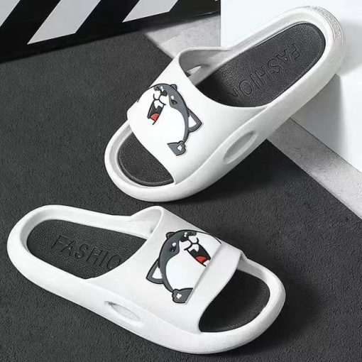 Dép quai ngang nữ và nam đính logo Cún đế đi văn phòng - Ảnh 3
