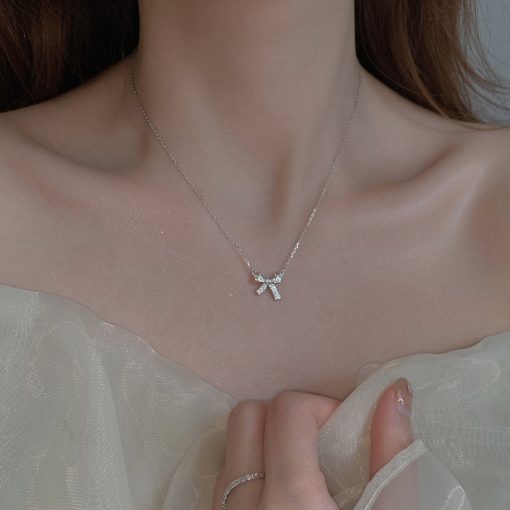 Dây chuyền nữ LAMY Bow Necklace Silver 6019 - Ảnh 5